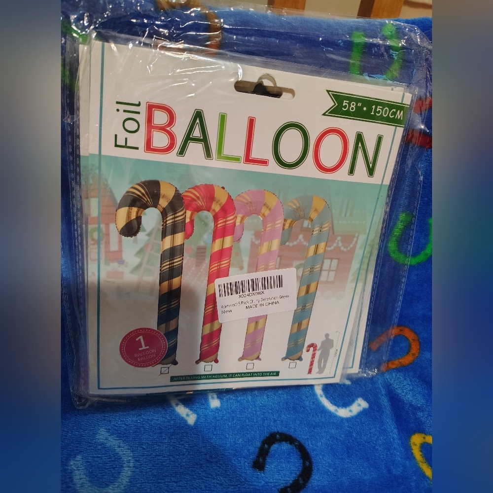 NWT Foil Balloon Candy Cane - Green